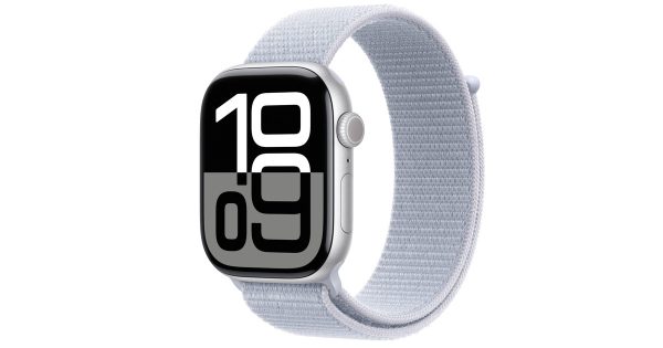 Apple Watch 10 (2024) 46mm GPS (MWWN3) Silver Aluminium Case with Blue Cloud Sport Loop 1costel.md